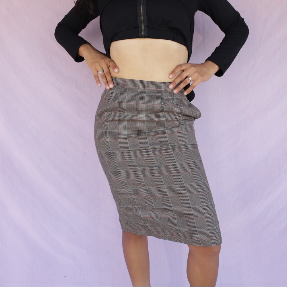 Plaid midi skirt